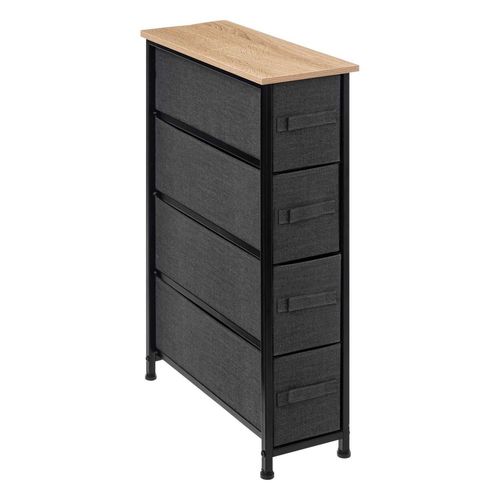 Rangement 4 Tiroirs Tissu - Gris Foncé