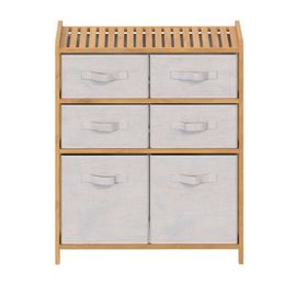 Meuble Étagère Double 6 Paniers - Banc Et Marron