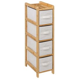 Meuble Étagère Fine 5 Paniers - Banc Et Marron