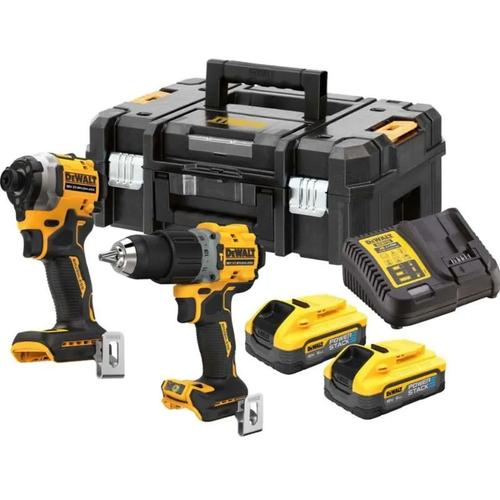 Kit 2 outils DEWALT 2 batteries 18V 5Ah POWERSTACK Perceuse ? percussion DCD805 + Visseuse ? chocs DCF850 - DCK2050H2T-QW