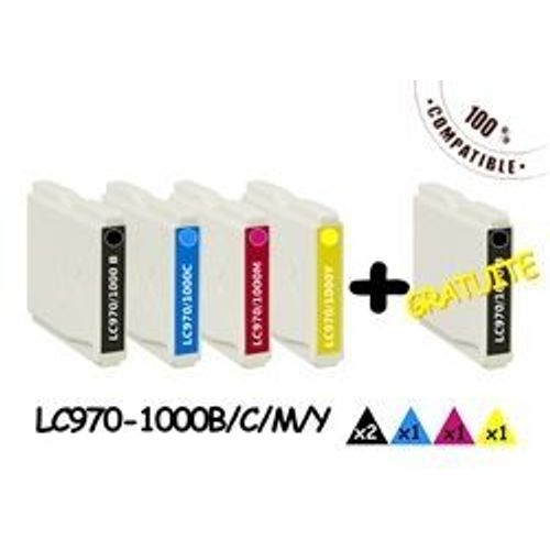 CDiscount - Pack de 5 - noir, jaune, cyan, magenta - cartouche d'encre - pour Brother DCP-135, 150, 153, 157, 350, 353, 357, 560, 770, MFC-235, 260, 465, 680, 845, 885