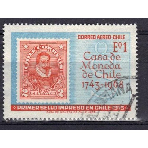 Chili 1968 Pa : 225è Anniversaire De La Maison De La Monnaie : Effigie De P. De Valdivia - Timbre Oblitéré