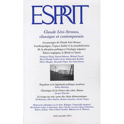 Esprit N° 377, Août-Septemb - Claude Lévi-Strauss, Classique Et Contemporain
