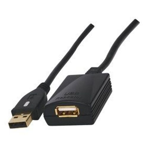HQ - Rallonge de câble USB - USB (M) pour USB (F) - 5 m - actif - noir