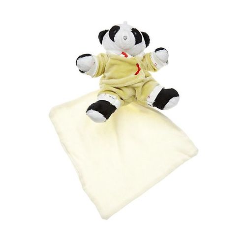 Doudou Ours Nounours Panda Noir Blanc  Pyjama Cajou Combi Combinaison Mouchoir Vert Anis