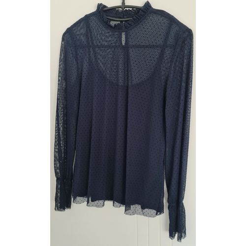 Elégante Blouse Bleue Marine - T. 38