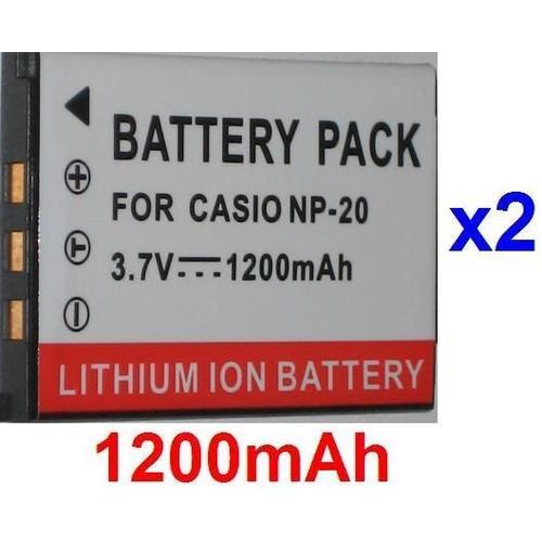 Pack de 2 Batteries Pour Casio NP20 NP-20 NP-20DBA ** 1200mAh** compatible Exilim EX-M1, M2, M20, M2