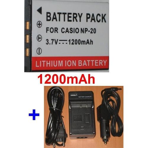 Chargeur + Batterie de remplacement NP-20 - 3.7V 1200mAh - Pour appareil photo Casio