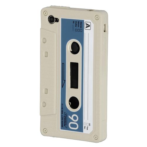 Coque Iphone 4 Cassette Audio En Silicone Blanche