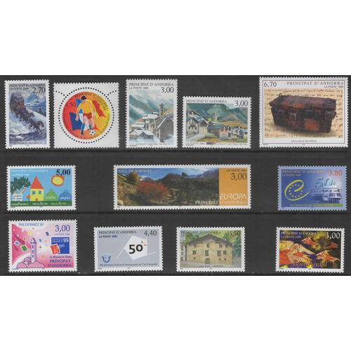 Andorre, Collection Annuelle Complète De Timbres-Poste, Y & T N° 512 À 524, 1999