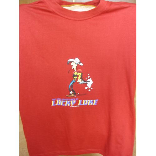 T-Shirt Lucky Luke, Manches Courtes, En Bordeaux, Taille 10 Ans