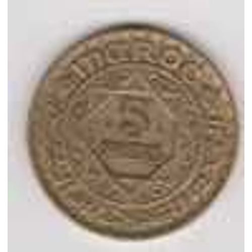 Maroc  (Empire Chérifien) = Pièce De 5 Francs De 1365 (1946),  En Bronze Alu.