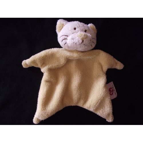 Doudou  Plat Chat Ty Shell Beige Jaune