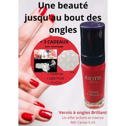 Vernis À Ongles Brillant Et Intense Rouge ( Cerise ) Kiotis 5 Ml Rouge