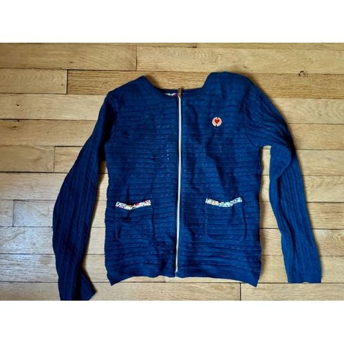 Gilet Bleu Marine En Maille Torsadée (Sergent Major)