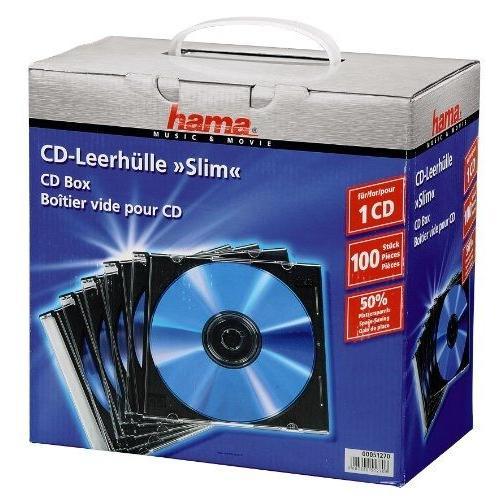 HAMA - BOÎTIERS CD SLIM - LOT DE 100 - NOIR
