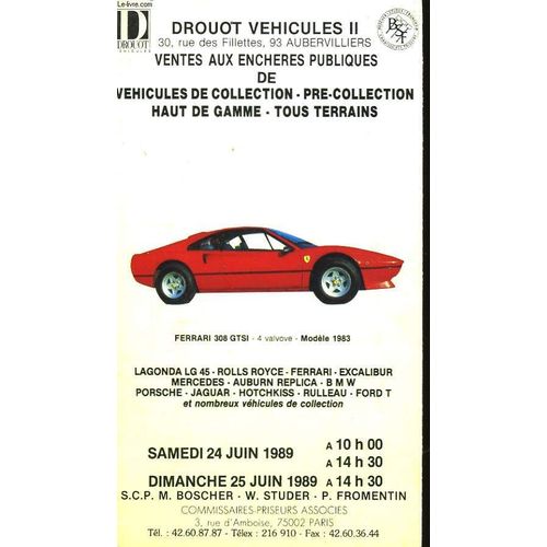 Plaquette De Ventes Aux Enchères Automobiles.