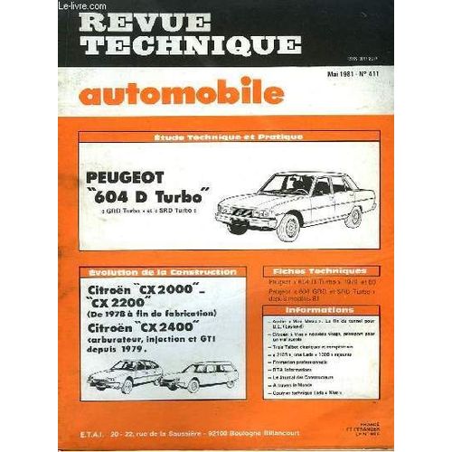 Revue Technique Automobile N° 411 : Peugeot 604 D Turbo.