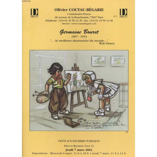 Catalogue De Vente De Germaine Bouret 1907-1953 La Meilleure Dessinatrice Du Monde Walt Disney Le Jeudi 7 Mars 2002