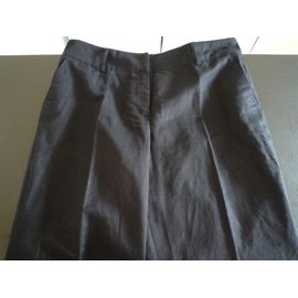 Pantalon Lin Noir Évasé Camaïeu