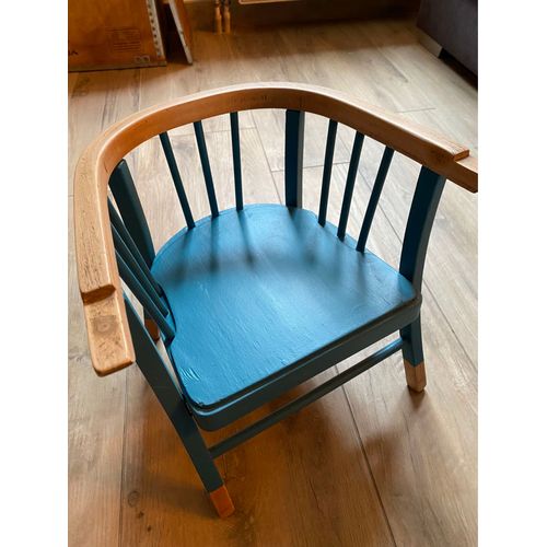 Chaise Bébé Ancienne Entièrement Rénovée Bleu Canard