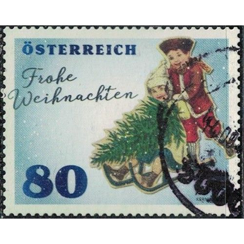 Autriche 2019 Oblitéré Used Joyeux Noël Enfants Avec Luge Et Sapin Y&t At 3342 Su