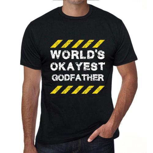 Homme Tee-Shirt Le Meilleur Parrain Du Monde - Worlds Okayest Godfather - T-Shirt Graphique Éco-Responsable Vintage Cadeau Nouveauté