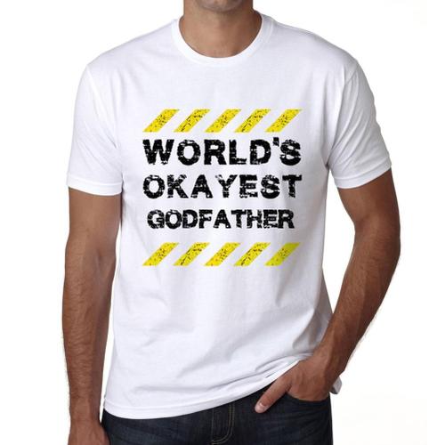 Homme Tee-Shirt Le Meilleur Parrain Du Monde - Worlds Okayest Godfather - T-Shirt Graphique Éco-Responsable Vintage Cadeau Nouveauté