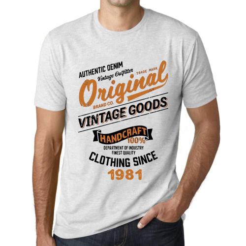 Homme Tee-Shirt Des Vêtements Vintage Originaux Depuis 1981 - Original Vintage Clothing Since 1981 - 43 Ans T-Shirt Graphique Idée Cadeau 43e Anniversaire Vintage Année 1981 Nouveauté