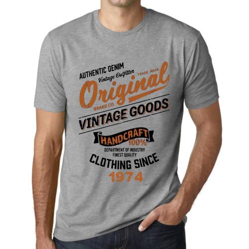 Homme Tee-Shirt Des Vêtements Vintage Originaux Depuis 1974 - Original Vintage Clothing Since 1974 - 50 Ans T-Shirt Graphique Idée Cadeau 50e Anniversaire Vintage Année 1974 Nouveauté