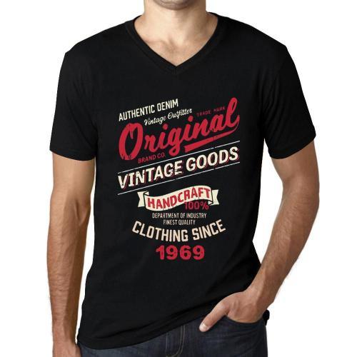 Homme Tee-Shirt Col V Des Vêtements Vintage Originaux Depuis 1969 - Original Vintage Clothing Since 1969 - 55 Ans T-Shirt Graphique Idée Cadeau 55e Anniversaire Vintage Année 1969 Nouveauté