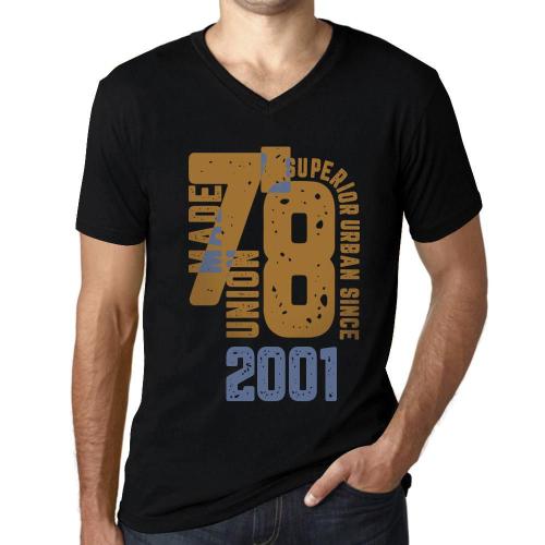 Homme Tee-Shirt Col V Un Style Urbain Supérieur Depuis 2001 - Superior Urban Style Since 2001 - 23 Ans T-Shirt Graphique Idée Cadeau 23e Anniversaire Vintage Année 2001 Nouveauté