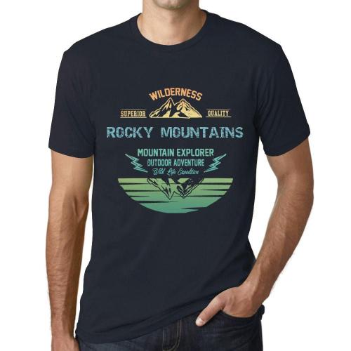 Homme Tee-Shirt - Outdoor Adventure, Wilderness, Mountain Explorer Rocky Mountains - T-Shirt Graphique Éco-Responsable Vintage Cadeau Nouveauté
