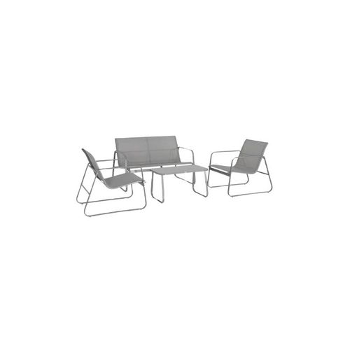 Salon De Jardin 4 Personnes Chaise Table Fauteuil Banc Métal Textile Mobilier D'extérieur 4 Places Meuble De Terrasse