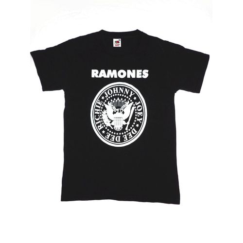 T-Shirt Ramones Année 2014 Collector - Fruit Of The Loom - Noir Logo Blanc Johnny, Joey, Dee Dee, Richie - Marque Fruit Of The Loom - Taille S : 38 - 100% Coton - Unisexe Homme Femme Enfant