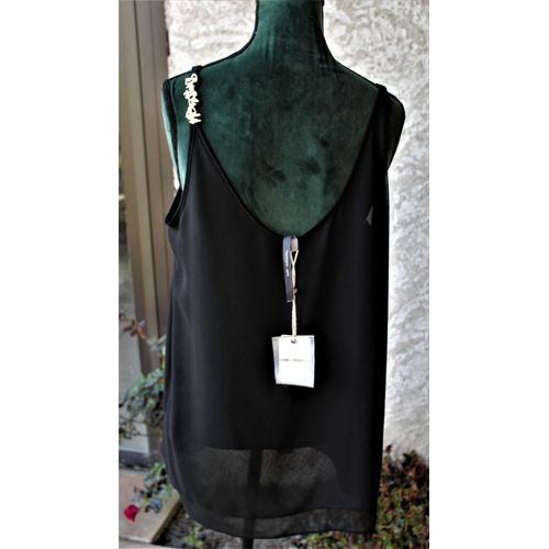 Neuve , Blouse Cop Copine En Voile Noir Doublè Noire.40 .