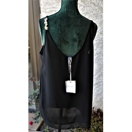 Neuve , Blouse Cop Copine En Voile Noir Doublè Noire.40 .