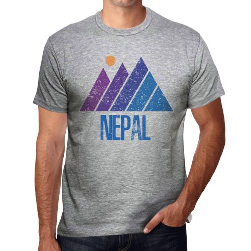 Homme Tee-Shirt Montagne Népal - Mountain Nepal - T-Shirt Graphique Éco-Responsable Vintage Cadeau Nouveauté