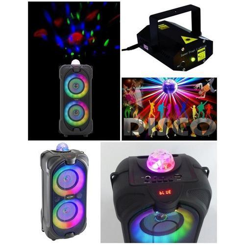 ENCEINTE SONO PORTABLE PARTY KARAOKE BLUETOOTH 400W MOBILE USB TWS LED RGB MSD Radio Fm+ Laser multipoints rouge vert