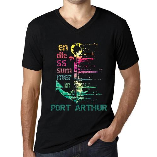 Homme Tee-Shirt Col V Un Été Sans Fin À Port Arthur - Endless Summer In Port Arthur - T-Shirt Graphique Éco-Responsable Vintage Cadeau Nouveauté