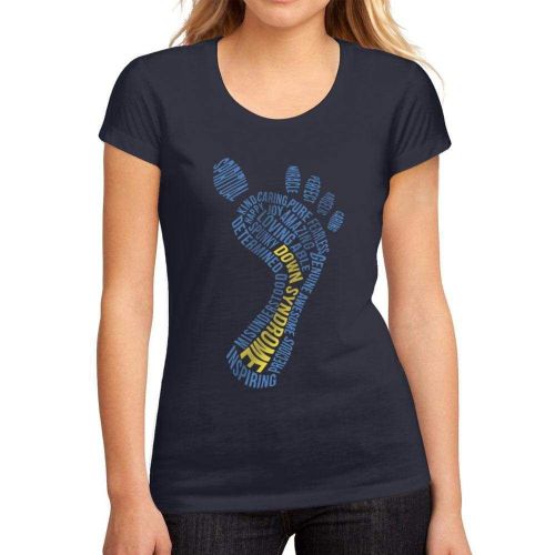 Femme Tee-Shirt Empreinte Du Syndrome De Down - Down Syndrome Footprint - T-Shirt Graphique Éco-Responsable Vintage Cadeau Nouveauté
