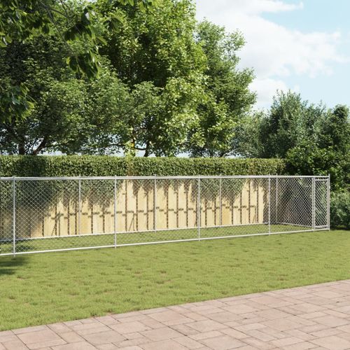 Vidaxl Cage Pour Chien Avec Porte Gris 10x2x1,5 M Acier Galvanisé