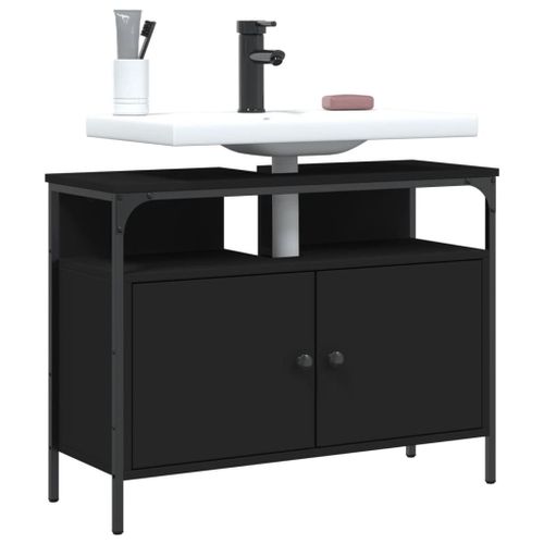 vidaXL Armoire lavabo de salle de bain noir 60x30x60 cm