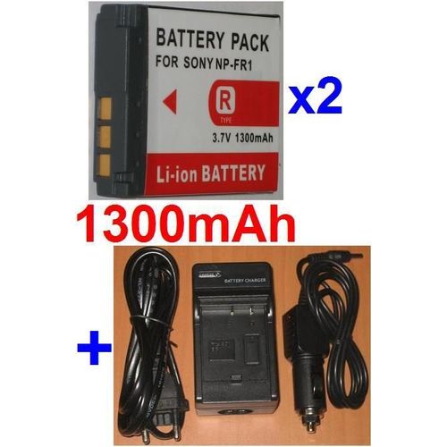 Chargeur + 2 Batteries Pour SONY NP-FR1 FR1 DSC-F DSC-P DSC-T DSC-V, **1300mAh**