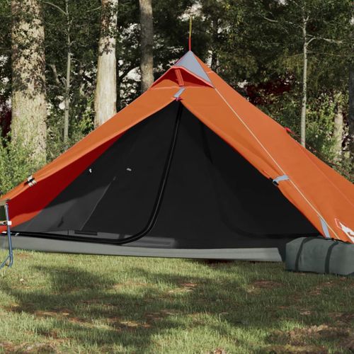 Vidaxl Tente De Camping Tipi 1 Personne Gris Et Orange Imperméable