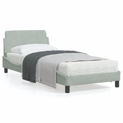 Vidaxl Cadre De Lit Avec Tête De Lit Gris Clair 90x200 Cm Velours