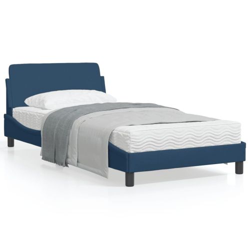 Vidaxl Cadre De Lit Avec Tête De Lit Bleu 100 X 200 Cm Tissu