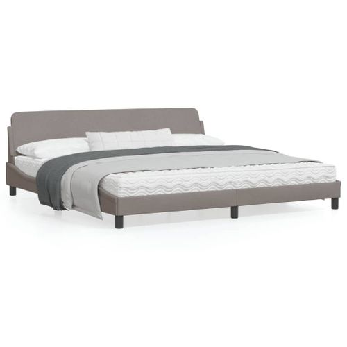 Vidaxl Cadre De Lit Avec Tête De Lit Taupe 200x200 Cm Tissu