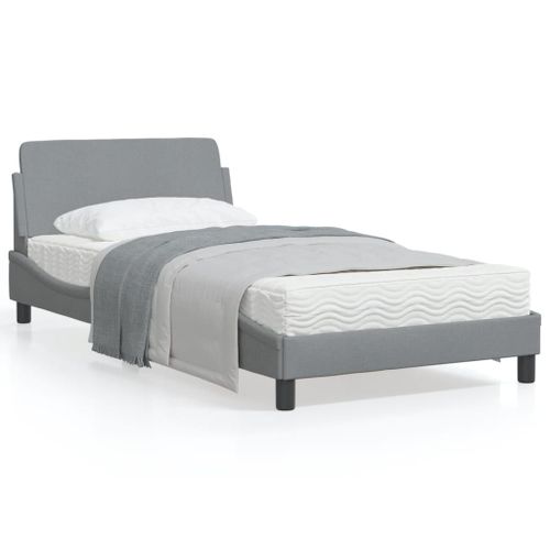 Vidaxl Cadre De Lit Avec Tête De Lit Gris Clair 100x200 Cm Tissu