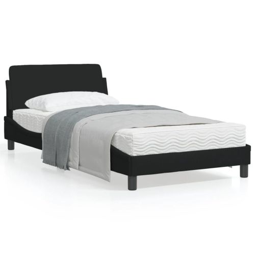 Vidaxl Cadre De Lit Avec Tête De Lit Noir 100x200 Cm Tissu